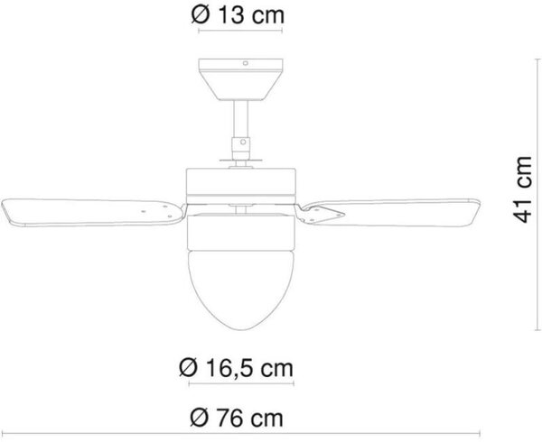 GLOBO 0332 MARVA - Stropní ventilátor s osvětlením, nikl matný, 1xE27 60W, 3 rychlosti, 2 směry otáčení, Ø 76 cm, výška 41 cm (Stropní ventilátor - výprodej posledního kusu!)