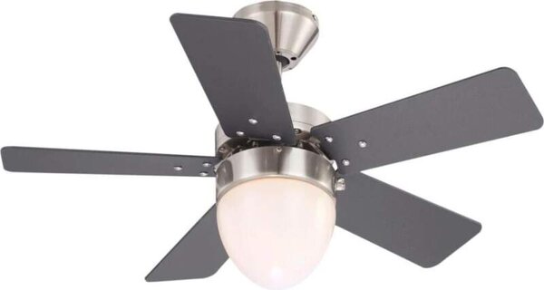 GLOBO 0332 MARVA - Stropní ventilátor s osvětlením, nikl matný, 1xE27 60W, 3 rychlosti, 2 směry otáčení, Ø 76 cm, výška 41 cm (Stropní ventilátor - výprodej posledního kusu!)