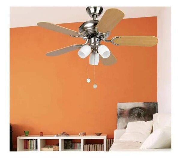 FARO 33309 MEDAS - Stropní ventilátor se světlem, buk matný/nikl, 1xE27, 3 rychlosti, Ø 91 cm, do 13 m²