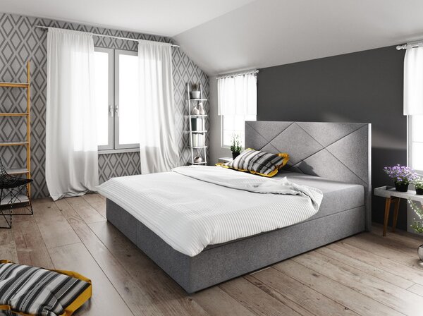 Manželská postel s úložným prostorem STIG 4 - 200x200, světle šedá