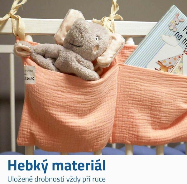 Mušelínový kapsář na postýlku - růžový