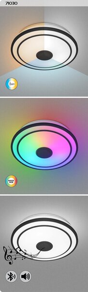 Rabalux 71030 Nikolaus LED Stropní svítidlo s ovladačem | RGB | Variabilní | Stmívatelné | 24W | Bílá | Černá - r-71030