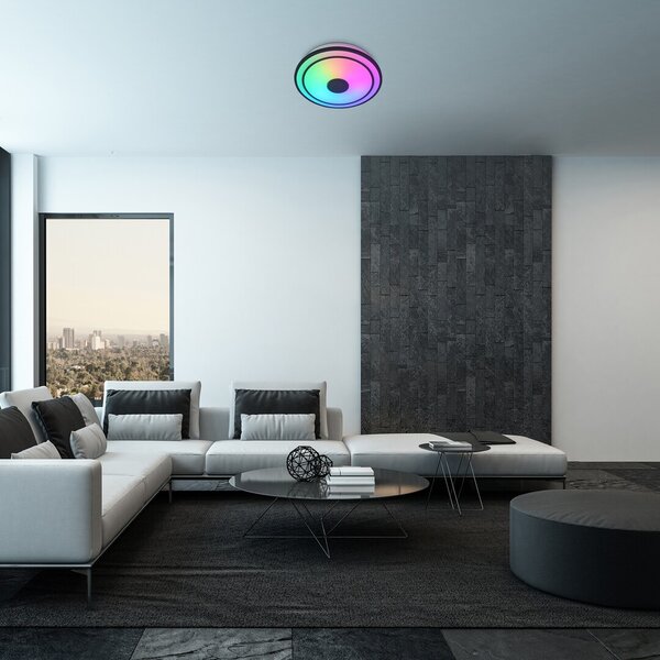Rabalux 71030 Nikolaus LED Stropní svítidlo s ovladačem | RGB | Variabilní | Stmívatelné | 24W | Bílá | Černá - r-71030