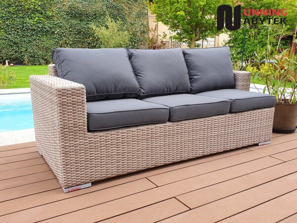 Umělý ratan zahradní 3-sofa Mallorca latte/šedá