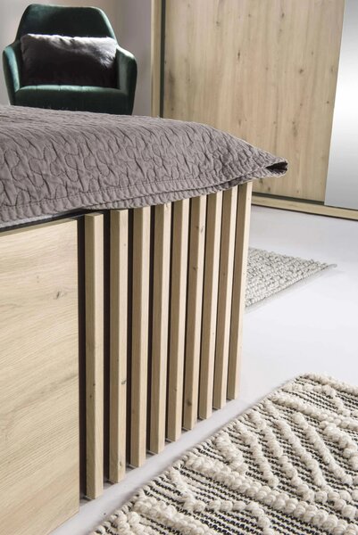 Postel s čalouněnými panely AIMY - 180x200, dub artisan