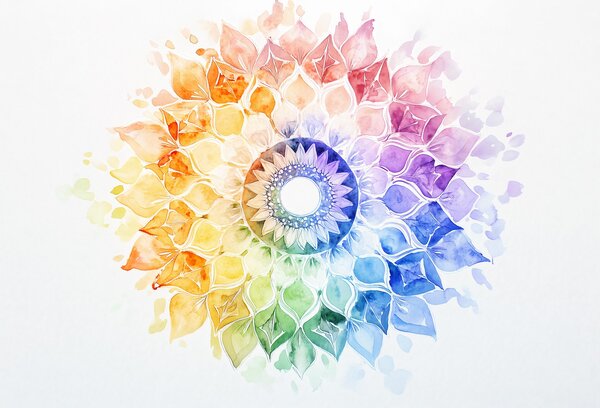 Fototapeta - Duhová mandala (245x170 cm)
