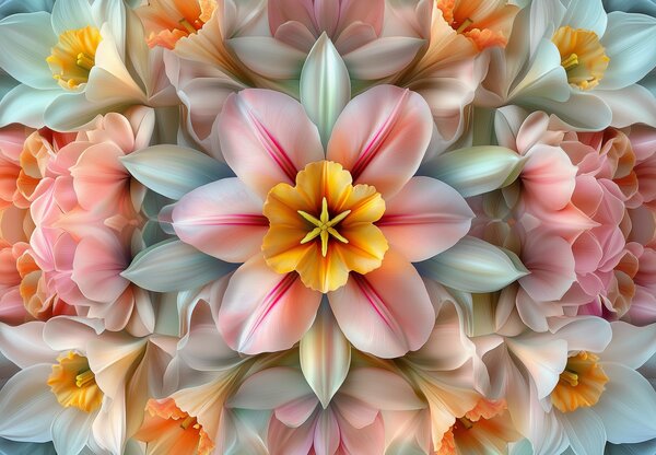 Fototapeta - Kaleidoskopický květ (245x170 cm)
