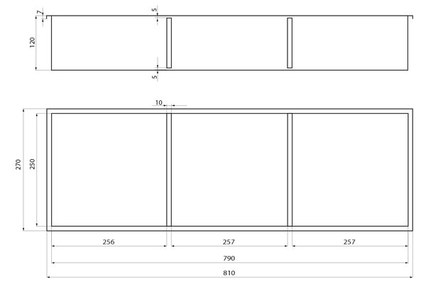 Polysan Polysan, INSERTA zapuštěná police do obkladu, 270x810 mm, nerez, antracitová, 1301-27B