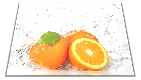 Skleněné prkénko pomeranče ve vodě - 30x20cm