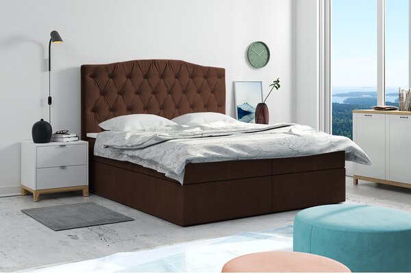Postel 59 LIMA 200x200 cm s úložným prostorem Světle hnědá