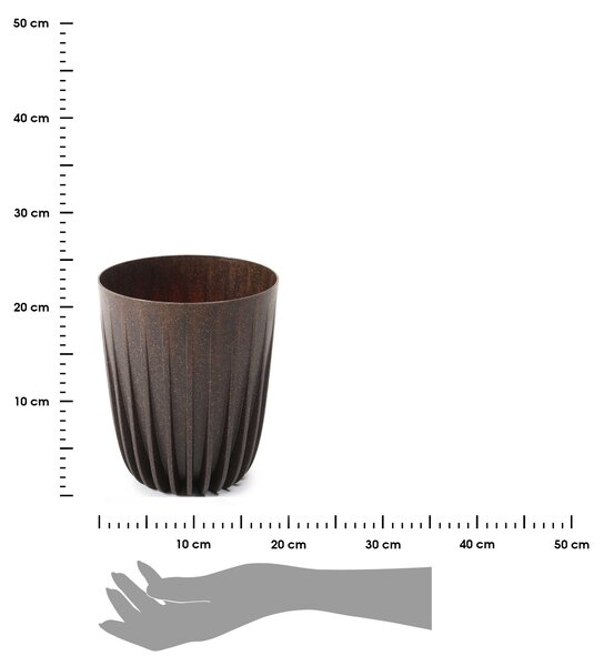 PLASTOVÝ KVĚTINÁČ STRIPPED ECO 23X19 CM TMAVĚHNĚDÁ