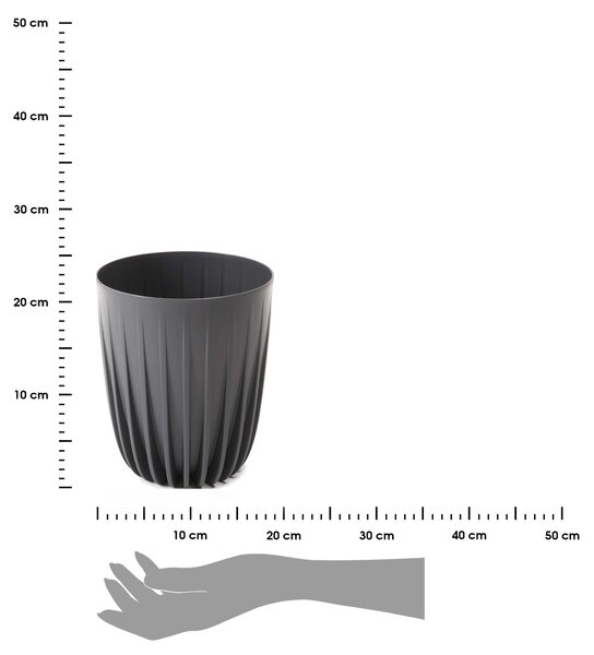PLASTOVÝ KVĚTINÁČ STRIPPED ECO 23X19 CM ANTRACITOVÁ