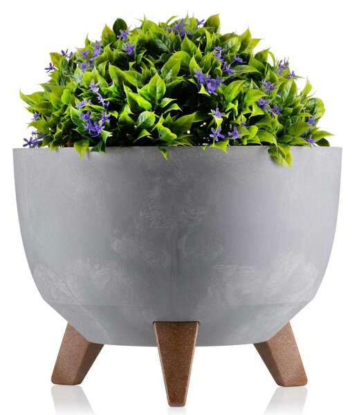 PLASTOVÝ KVĚTINÁČ ROSA ECO 18X29 CM IMITACE BETONU ŠEDÁ