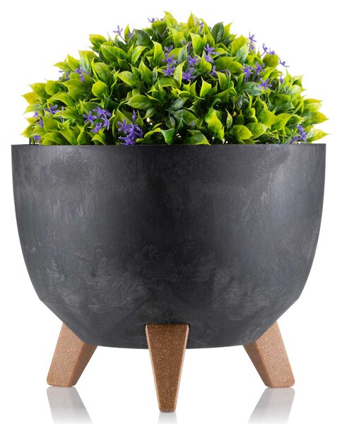 PLASTOVÝ KVĚTINÁČ ROSA ECO 18X29 CM IMITACE BETONU ČERNÁ