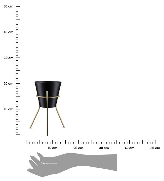 KOVOVÝ KVĚTINÁČ SE STOJÁNEM LOFT 20X16 CM ČERNÁ/ZLATÁ