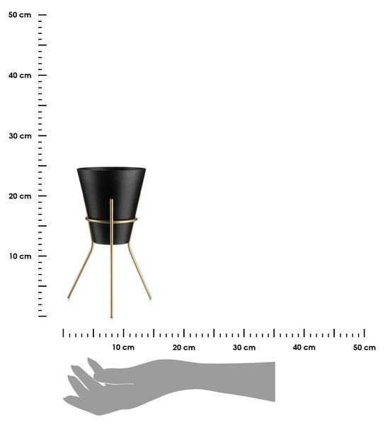 KOVOVÝ KVĚTINÁČ SE STOJÁNEM LOFT 24X16 CM ČERNÁ/ZLATÁ