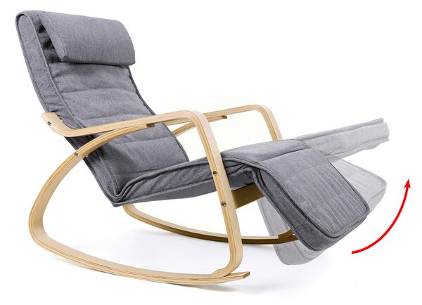 RELAXAČNÍ KŘESLO, dřevo, textil, šedá Boxxx, Online Only