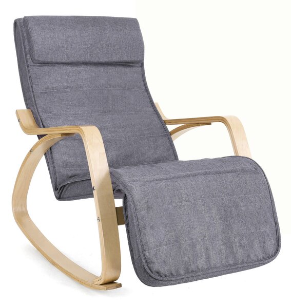 RELAXAČNÍ KŘESLO, dřevo, textil, šedá Boxxx, Online Only