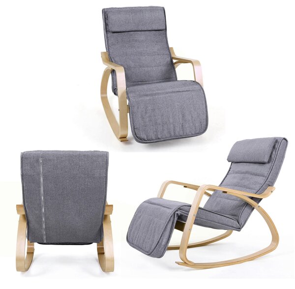 RELAXAČNÍ KŘESLO, dřevo, textil, šedá Boxxx, Online Only