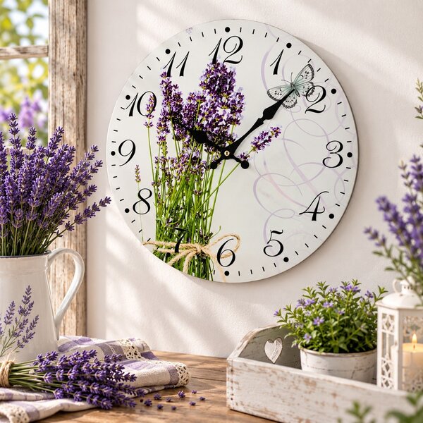 Nástěnné hodiny Lavender kytice 2000083