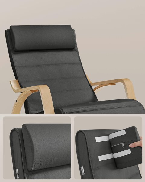 RELAXAČNÍ KŘESLO, dřevo, textil, tmavě šedá Boxxx - Online Only křesla & taburety, Online Only