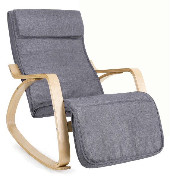 RELAXAČNÍ KŘESLO, dřevo, textil, šedá Boxxx, Online Only
