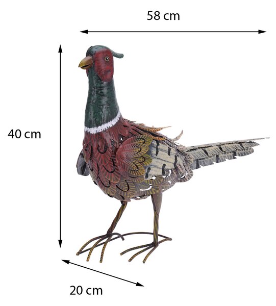 Zahradní kovová figurka Pheasant, 40x58 cm, vícebarevná