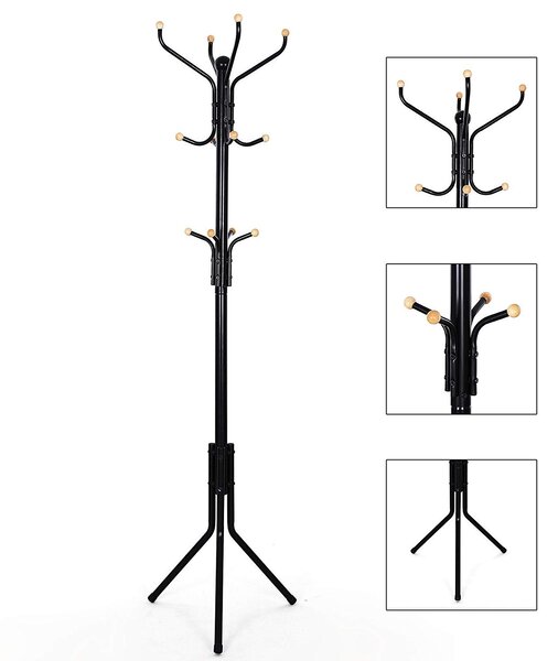 SONGMICS Kovový věšák na oblečení 182cm černý