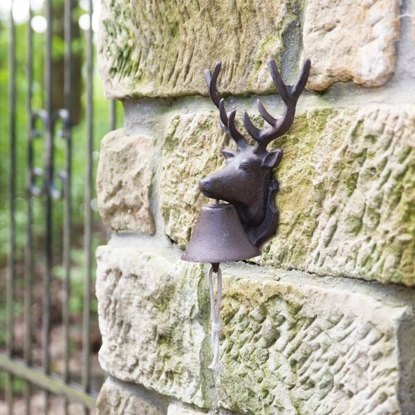 Zahradní zvonek Deer, 27x22 cm, litina, hnědá