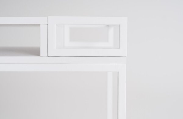 Nordic Design Bílý kovový toaletní stolek Glamour 140 x 50 cm