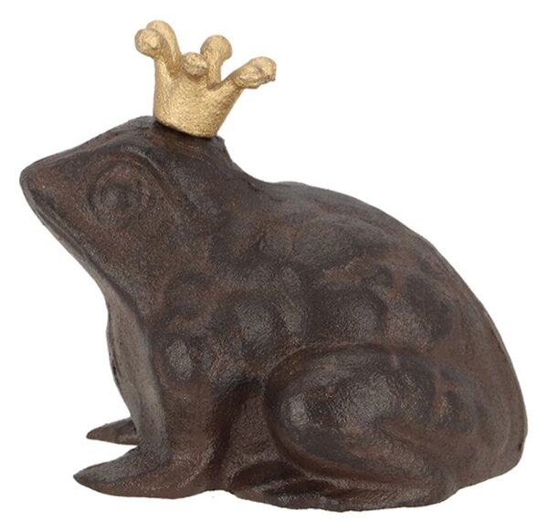 Zahradní litinová figurka Prince Frog, 11,5x13 cm, hnědá