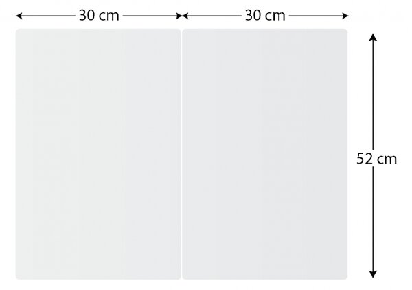 Allboards,Skleněná kuchyňská deska SUPERWHITE BÍLÁ 60x52cm - krájecí deska - ochranná deska,HC52x30_00015