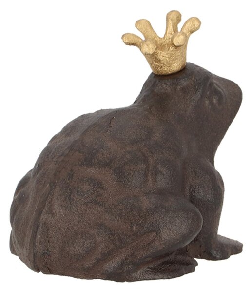 Zahradní litinová figurka Prince Frog, 11,5x13 cm, hnědá
