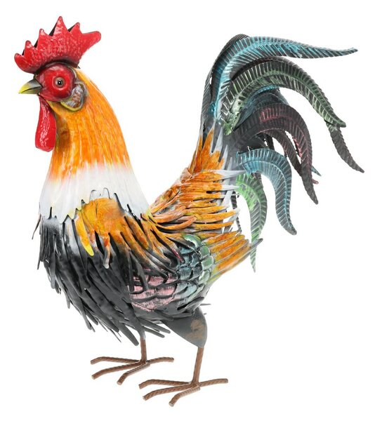 Zahradní kovová figurka Rooster 1, 40,5 cm, vícebarevná