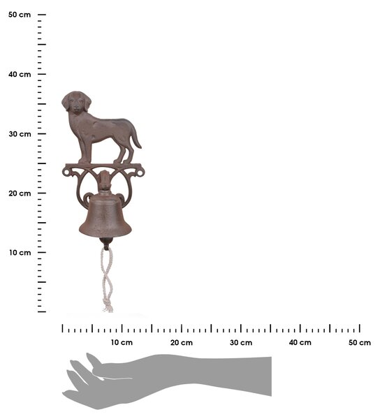Zahradní zvonek Dog, 25x14 cm, litina, hnědá