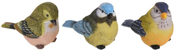 Zahradní figurka z polistone Birds, sada 3ks, 9 cm, vícebarevná