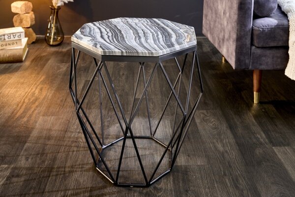 Odkládací stolek DIAMOND NOBLES 50 CM šedý mramor Nábytek | Doplňkový nábytek | Odkládací stolky