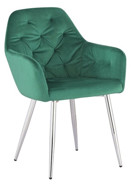Zelená sametová jídelní židle 84cm