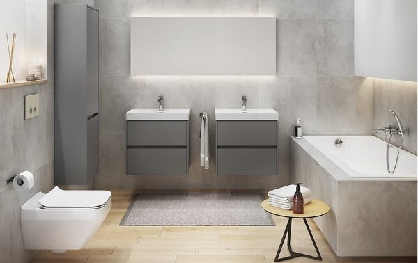 Cersanit Crea, závěsná skříňka s umyvadlem 60cm, set B109, šedá, S801-283