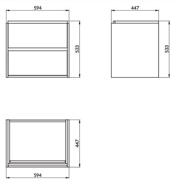 Cersanit Crea, závěsná skříňka s umyvadlem 60cm, set B109, šedá, S801-283