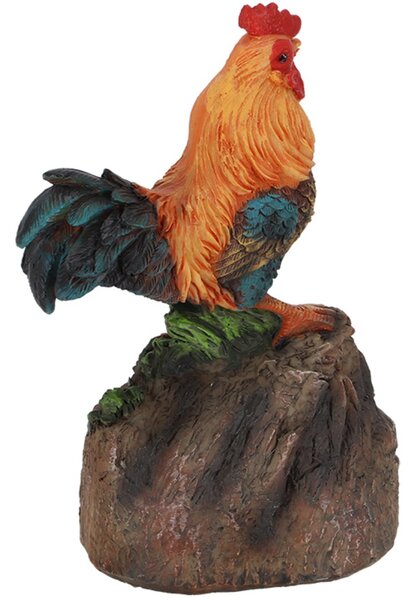 Zahradní figurka z polyesterové pryskyřice Rooster, 11,4 cm, vícebarevná