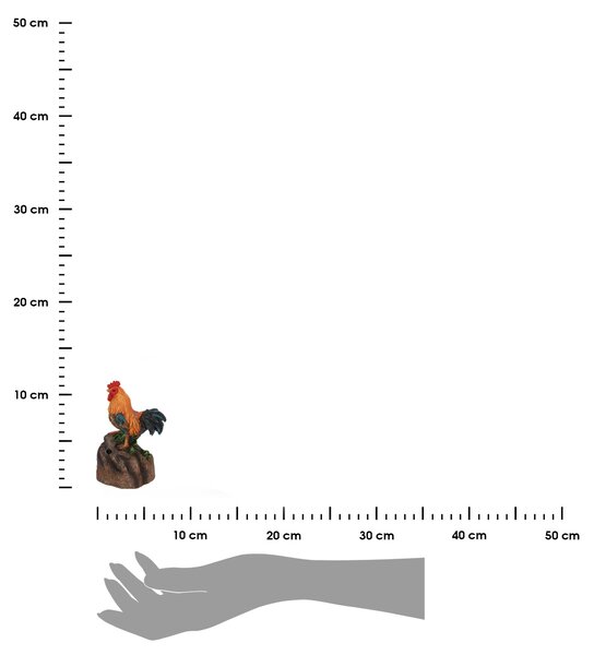 Zahradní figurka z polyesterové pryskyřice Rooster, 11,4 cm, vícebarevná