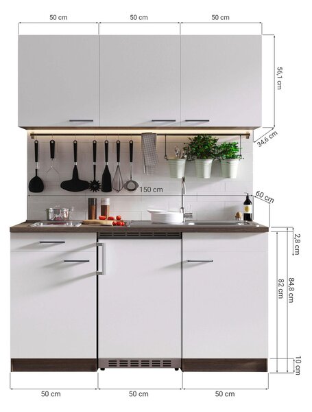 MINIKUCHYNĚ 150 cm Respekta - Online Only kuchyňské linky, Online Only