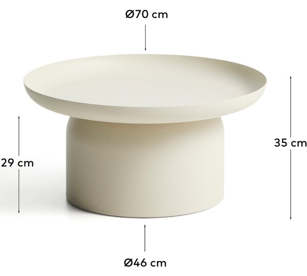 Kave Home Krémový kovový zahradní stolek Arcola Ø 70 cm