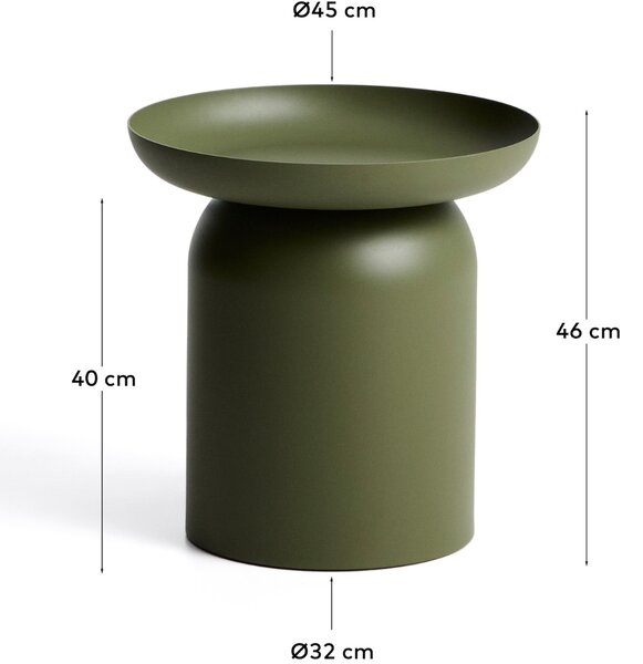 Kave Home Zelený kovový zahradní stolek Arcola Ø 45 cm