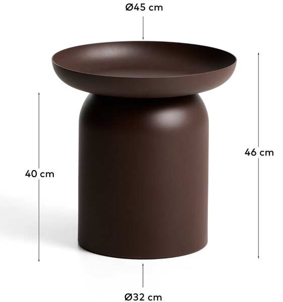 Kave Home Hnědý kovový zahradní stolek Arcola Ø 45 cm