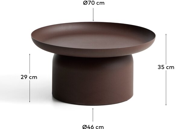 Kave Home Hnědý kovový zahradní stolek Arcola Ø 70 cm