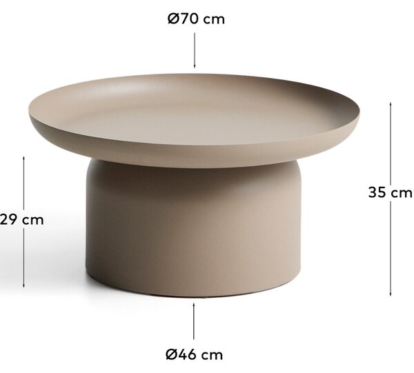Kave Home Béžový kovový zahradní stolek Arcola Ø 70 cm