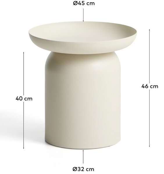 Kave Home Krémový kovový zahradní stolek Arcola Ø 45 cm