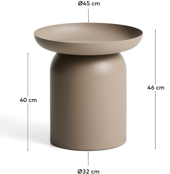 Kave Home Béžový kovový zahradní stolek Arcola Ø 45 cm